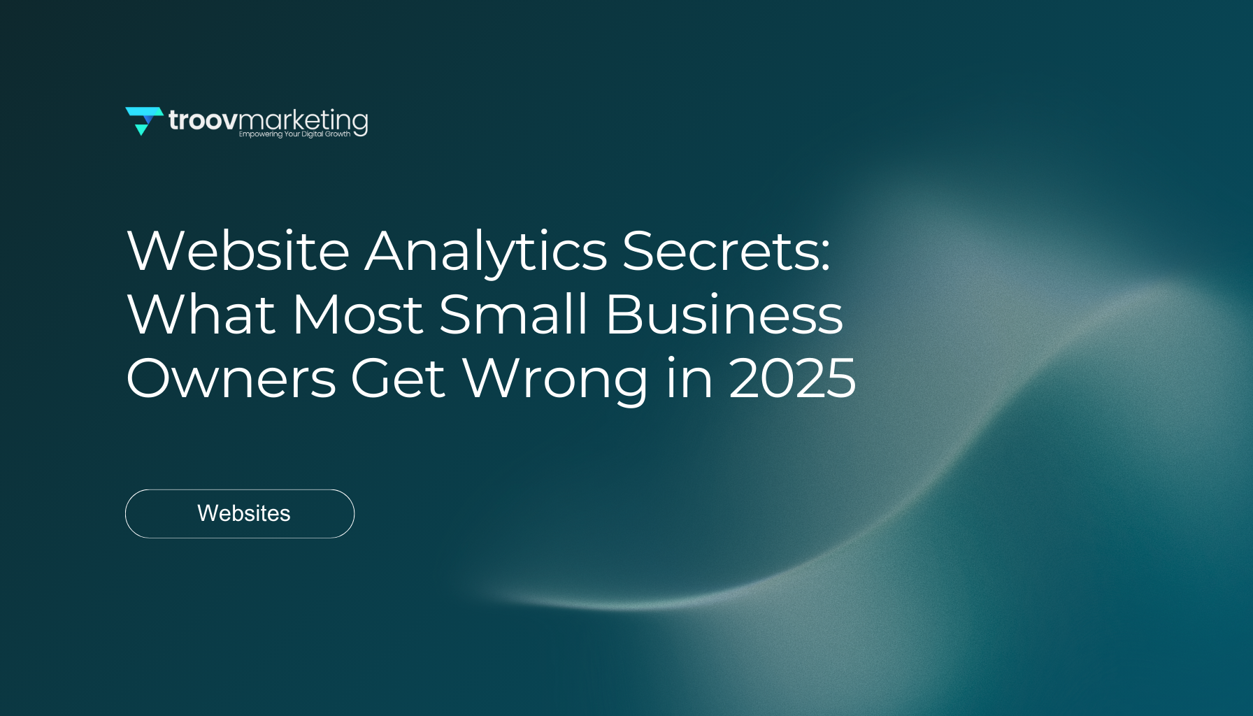 Website Analytics secrets, headline on a blue background, for small business owners in 2025.