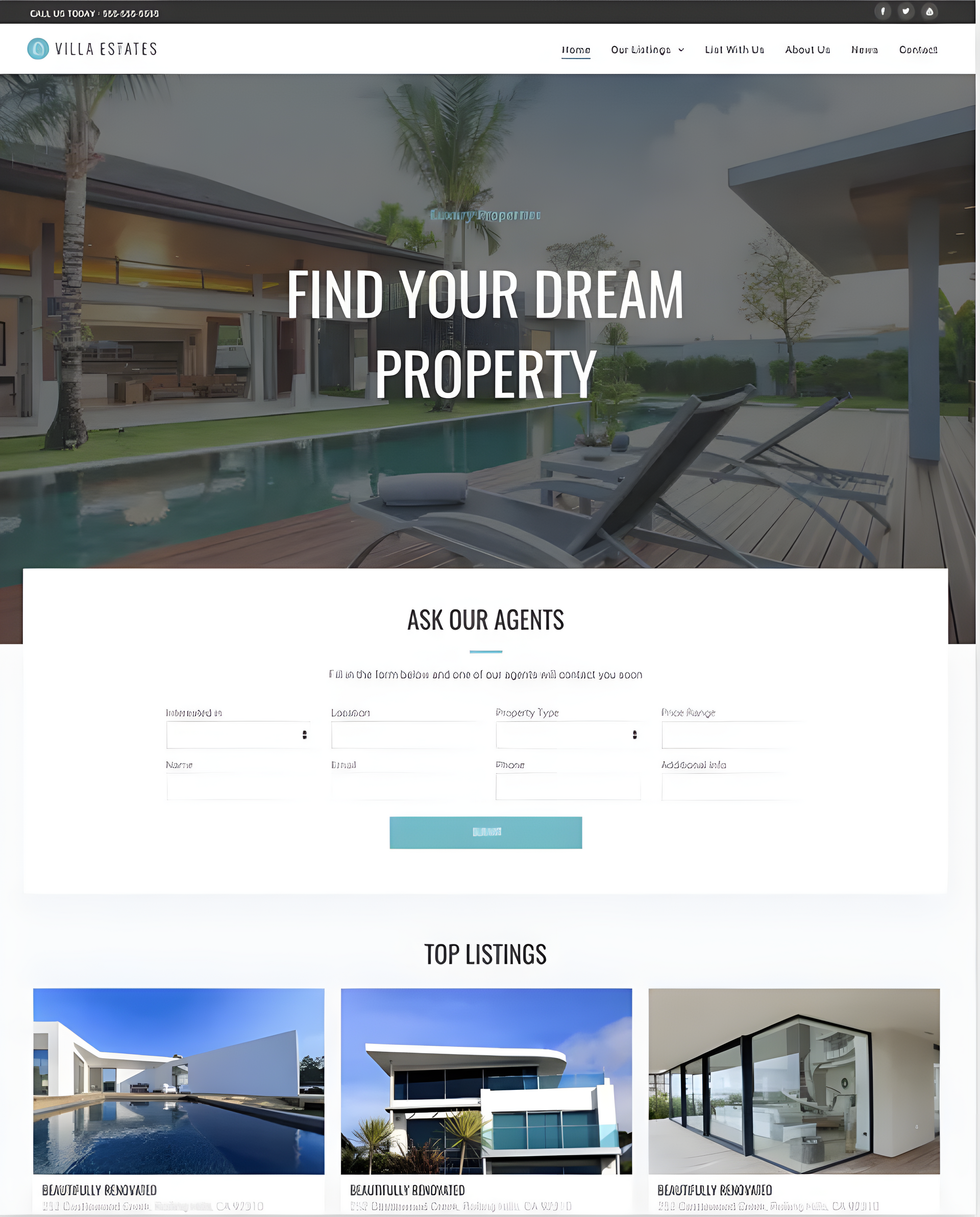 A screenshot of a website that says `` find your dream property ''.