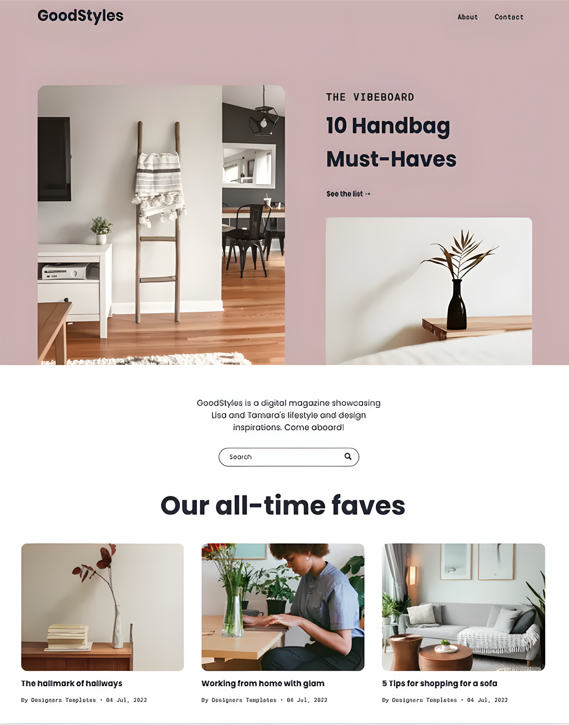 Website homepage featuring articles on lifestyle and fashion.