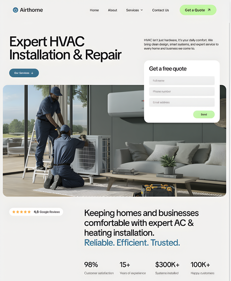 Webpage with the text 