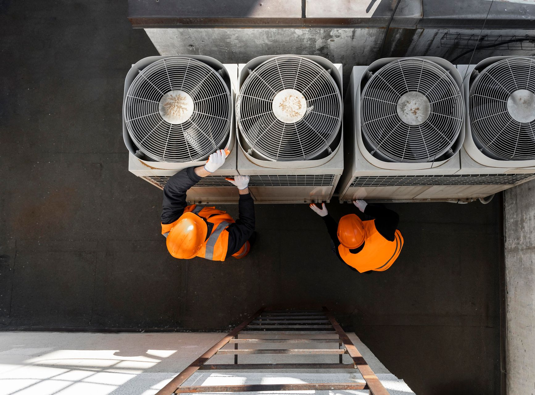 A brick building with a palm tree in front of it