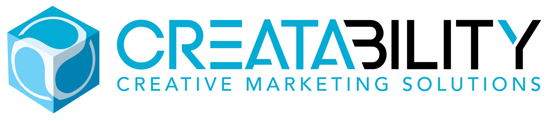 Logo of Creatability with a blue cube icon and text