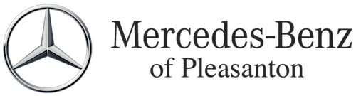 Mercedes-Benz of Pleasanton logo: silver Mercedes-Benz logo with three-pointed star within a circle, text to the right.