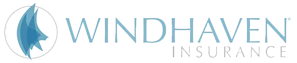 Windhaven Insurance logo featuring a blue flame-like shape within a circle, with the brand name next to it.