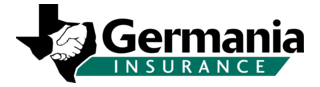 Logo of Germania Insurance: Texas outline with a handshake, Germania text, and Insurance on a green banner.