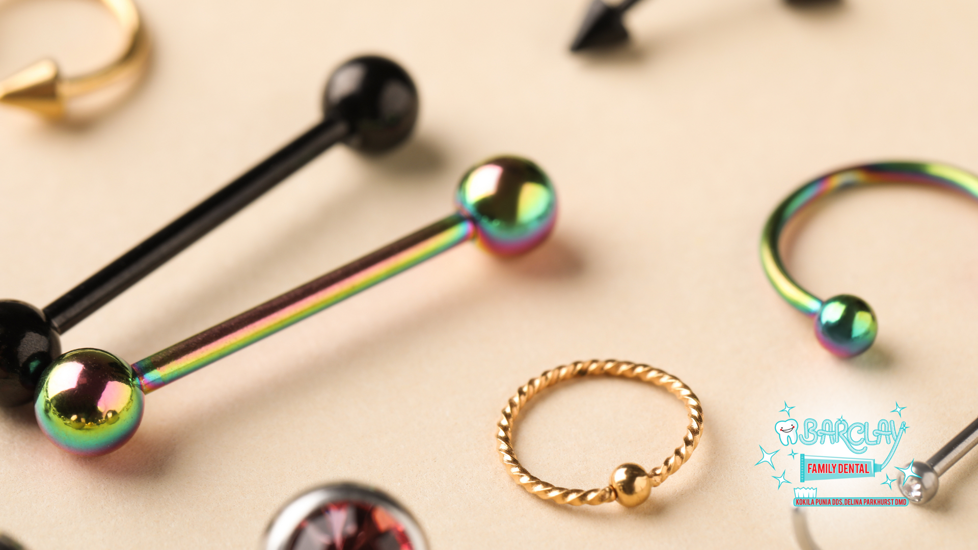 There are many different types of piercings on the table.