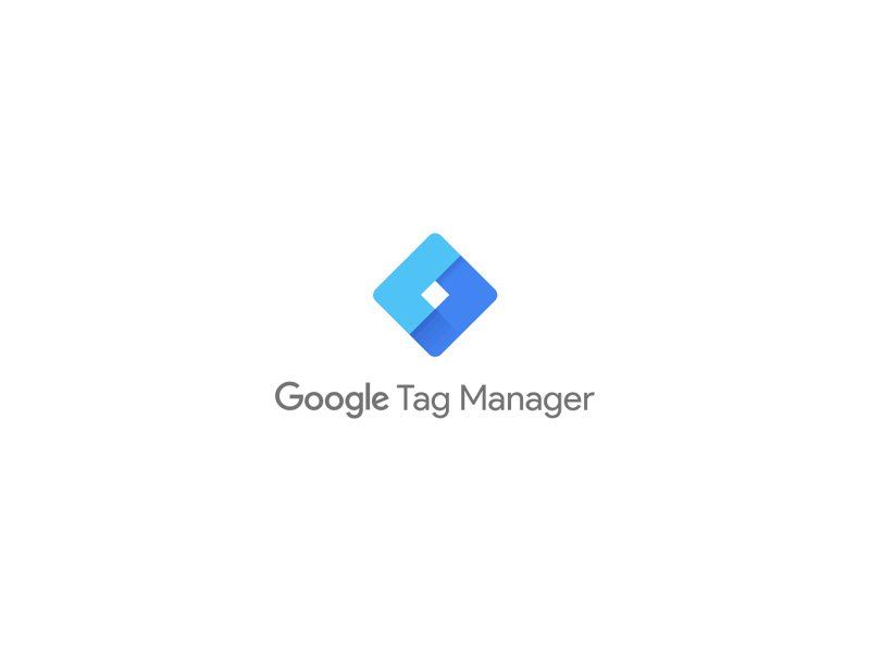 Un logo de Google Tag Manager sur fond blanc