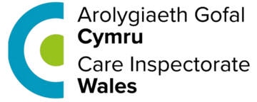 Care Inspectorate Wales logo with teal and green circular mark and bilingual text