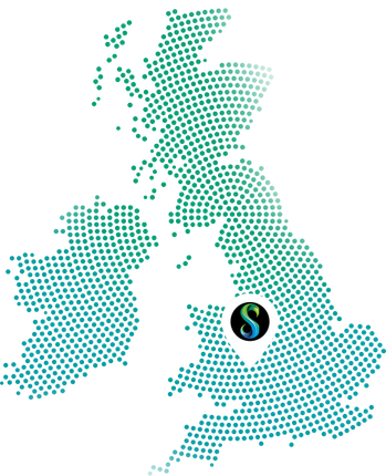 A map of the united kingdom with the letter s on it