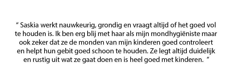 Klantwaardering Saskia den Hartog Mondhygienist