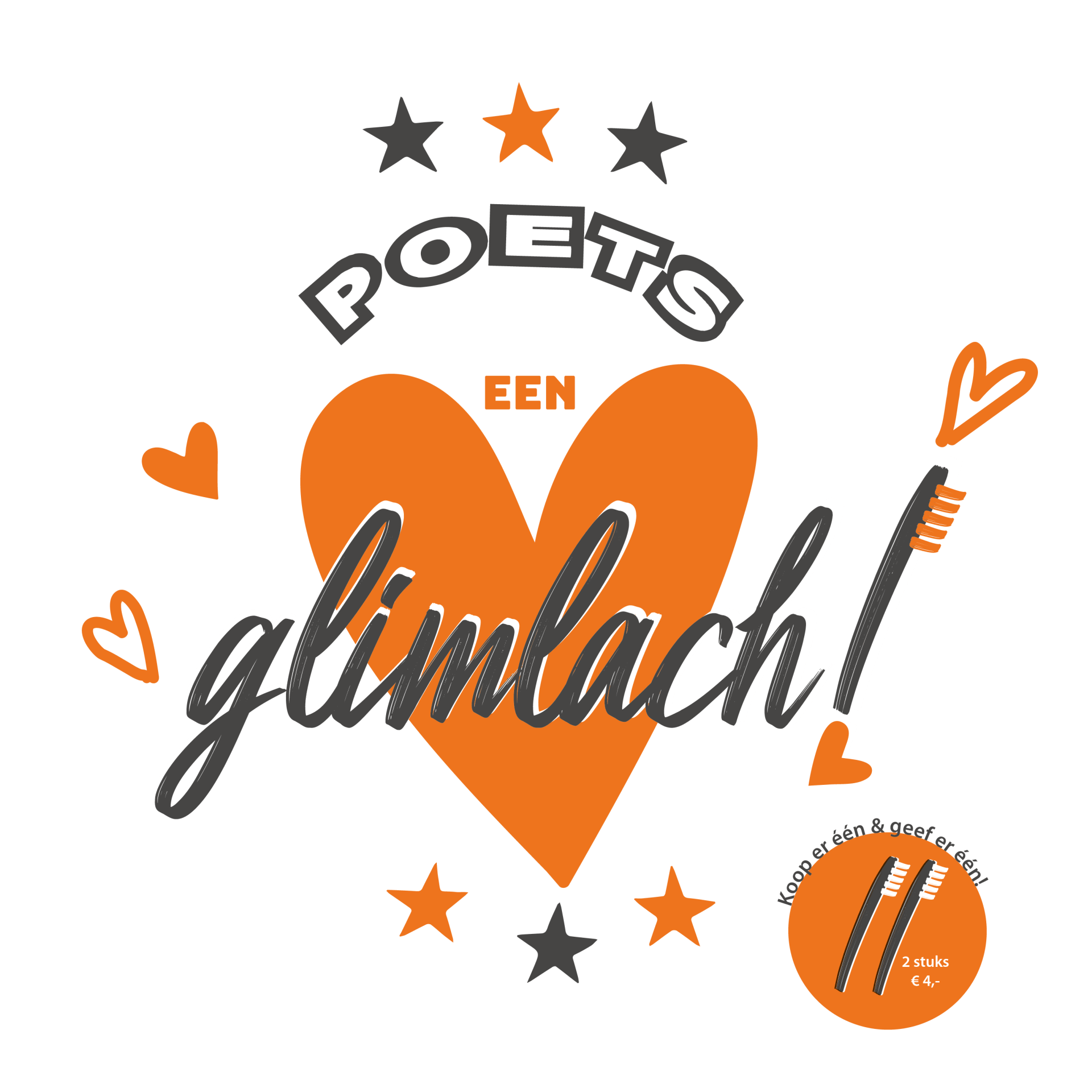 Poets een glimlach, project voor de voedselbanken.
