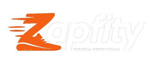 Logotipo de Zapfity, marca de fitness. Zapato naranja y Z con líneas de velocidad. Texto 