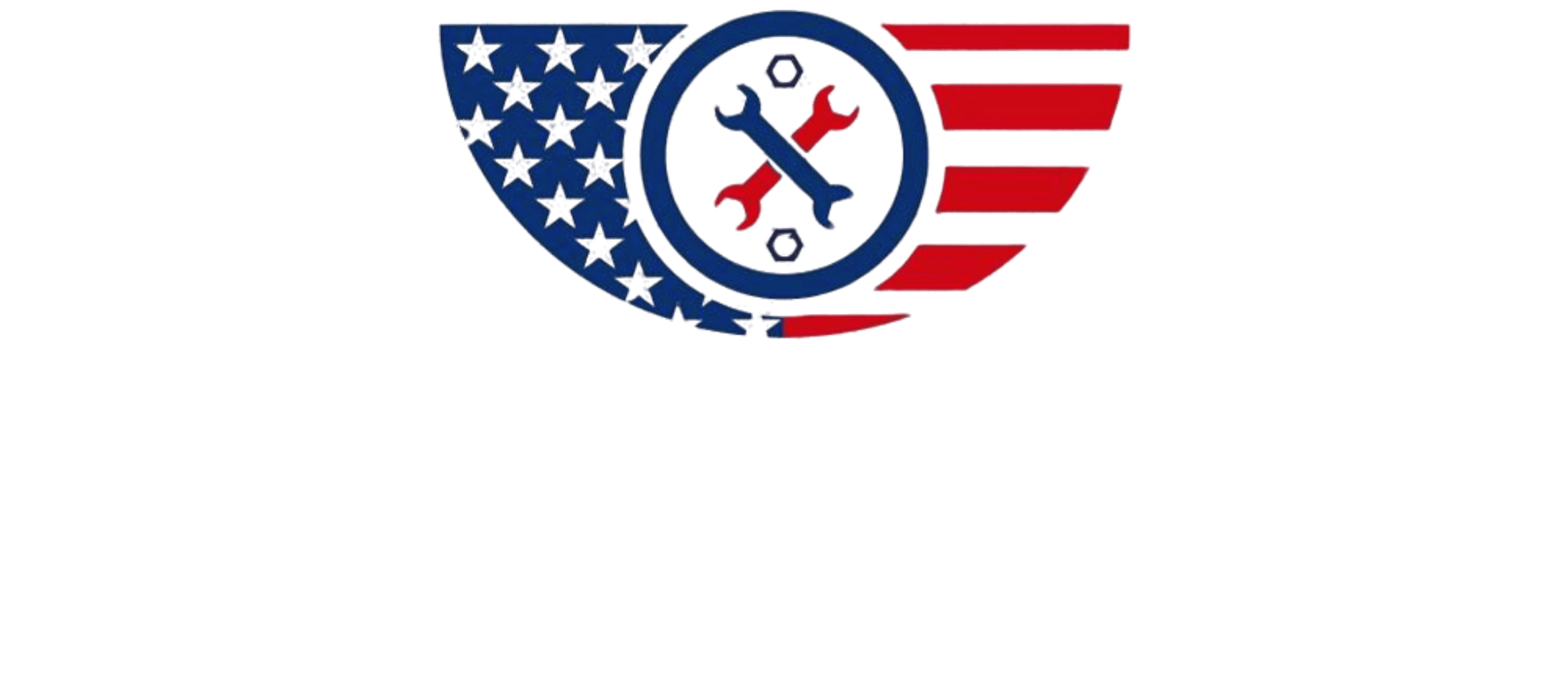 An american flag with two wrenches in a circle.