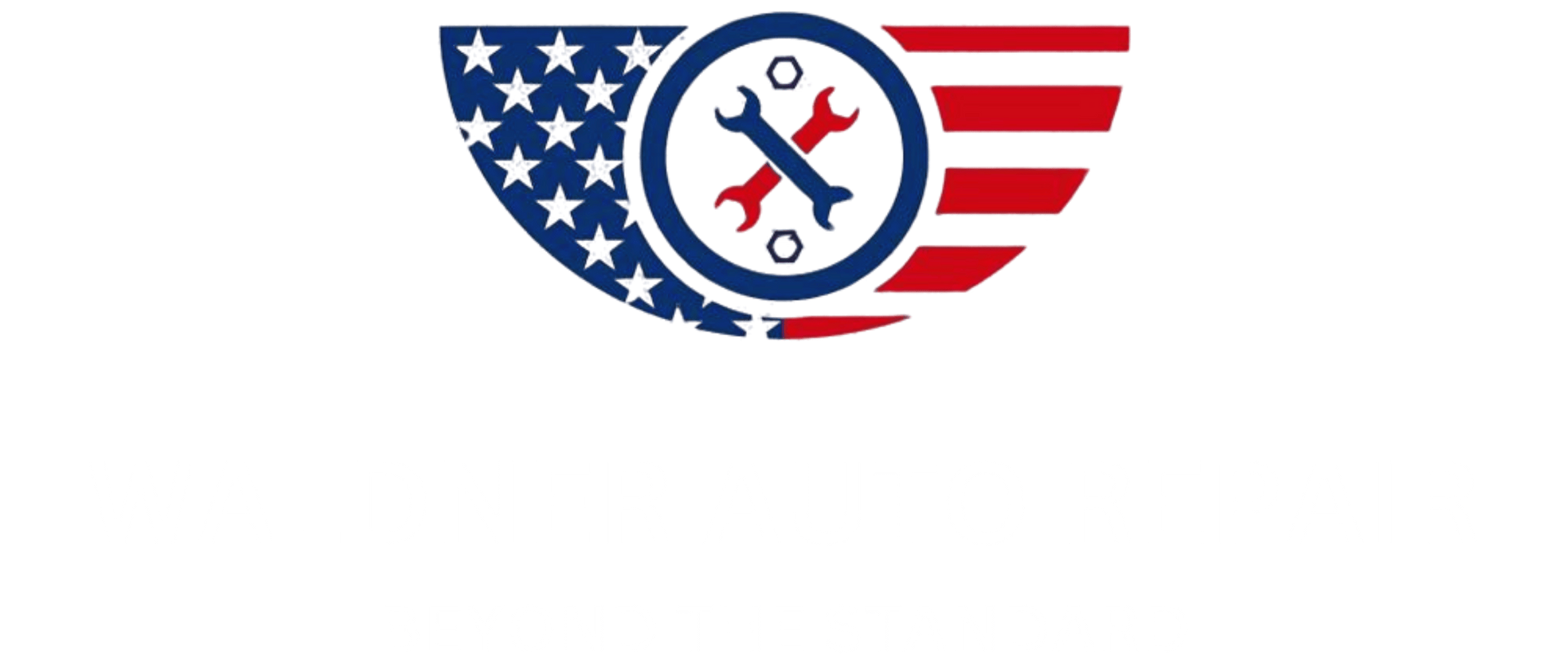 A logo with an american flag and two wrenches in a circle.