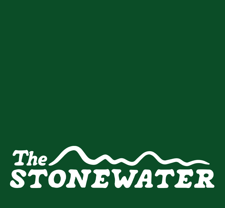 a green background with a white logo for the stonewater