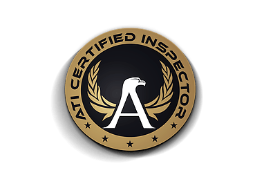 a certified inspector logo with an eagle in the center