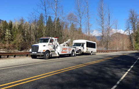 Tour Bus Being Towed, Roadside Assistance in Sedro Woolley, WA