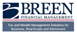 Logo for Breen Financial Management. Dark blue and white design with tagline.