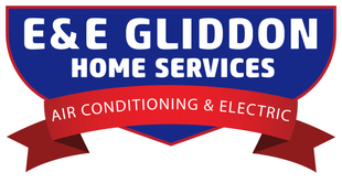 E&E Gliddon Home Services logo with red banner reading &ldquo;Air Conditioning & Electric&rdquo;
