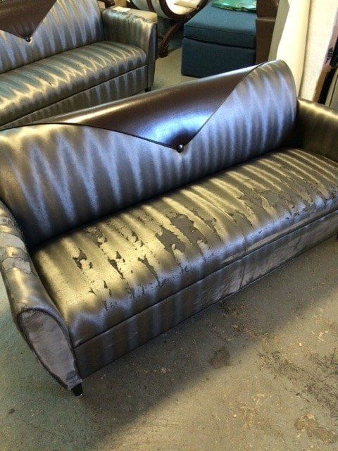 A couch with a zebra print on it