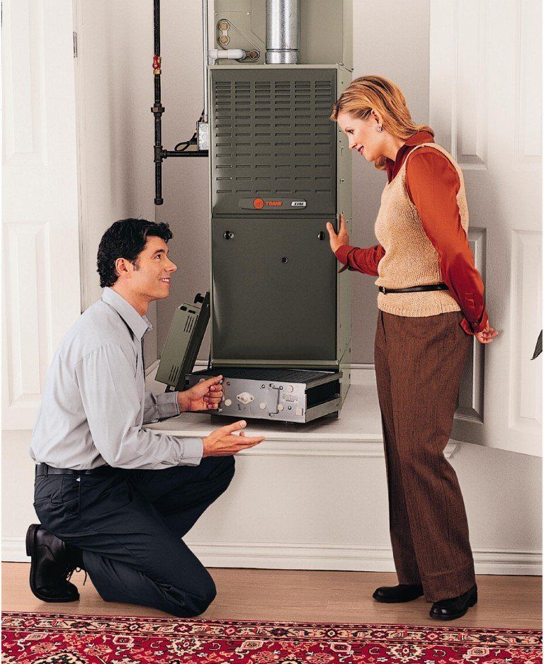 HVAC Repair with Customer — Berlin, NJ — B & B Air Conditioning & Heating, Inc.