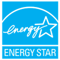 An energy star logo with a white star on a blue background