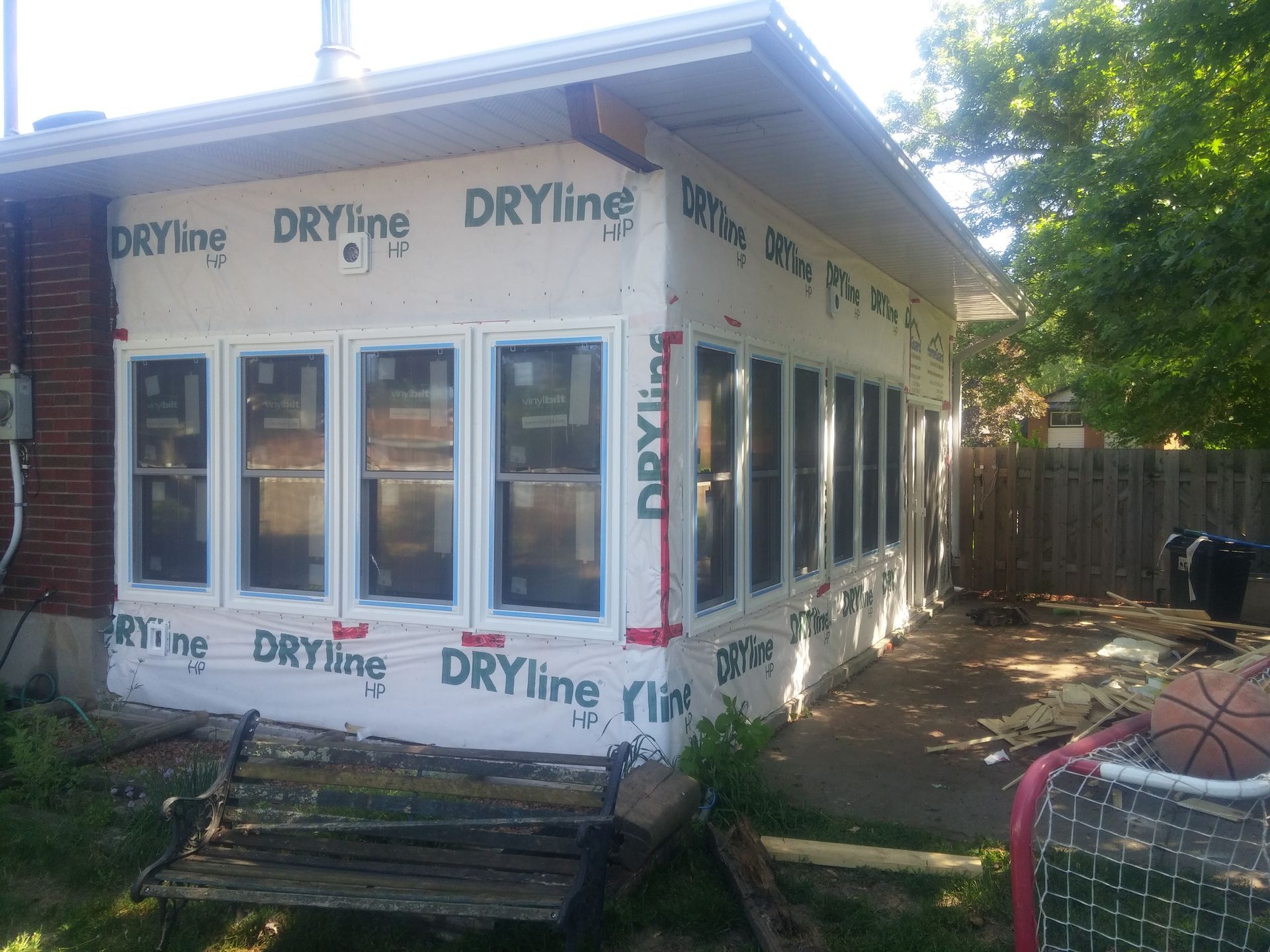 A house with dryline written on the side of it