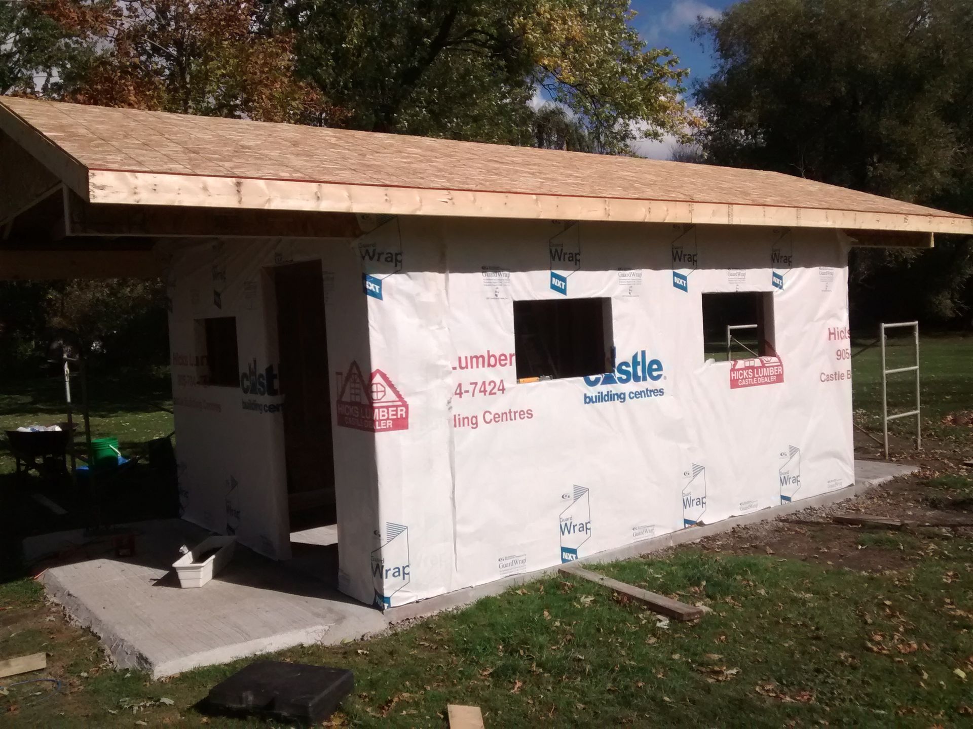 A small house is being built with castle insulation