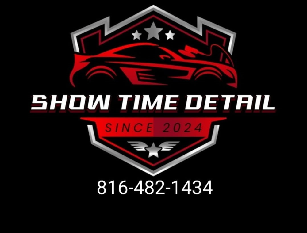 A red and silver car detailing logo featuring a sports car, three stars, and the text 