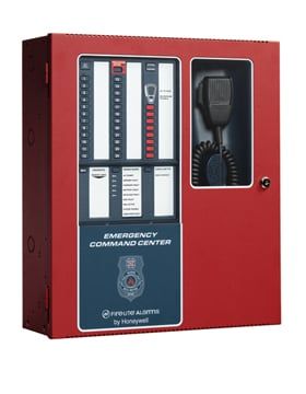 An emergency command center with a microphone attached to it.