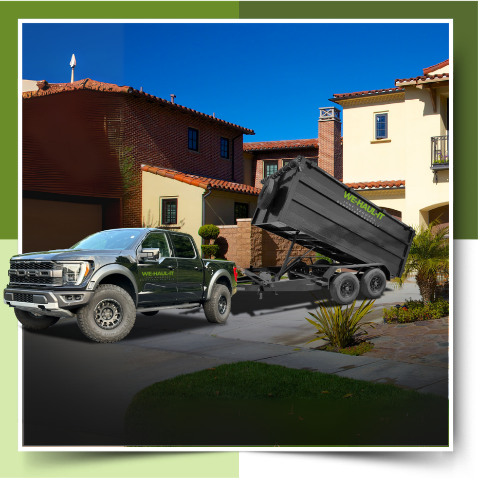 dumpster parked in front of a house