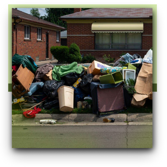 Garbage in front of the house.
