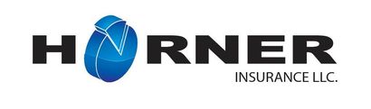 Logo of Horner Insurance LLC. Blue, abstract design; black text on white.
