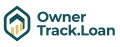 Logo for Owner Track.Loan. Features a green hexagon containing a dark green upwards-pointing arrow and beige bars. Text reads 