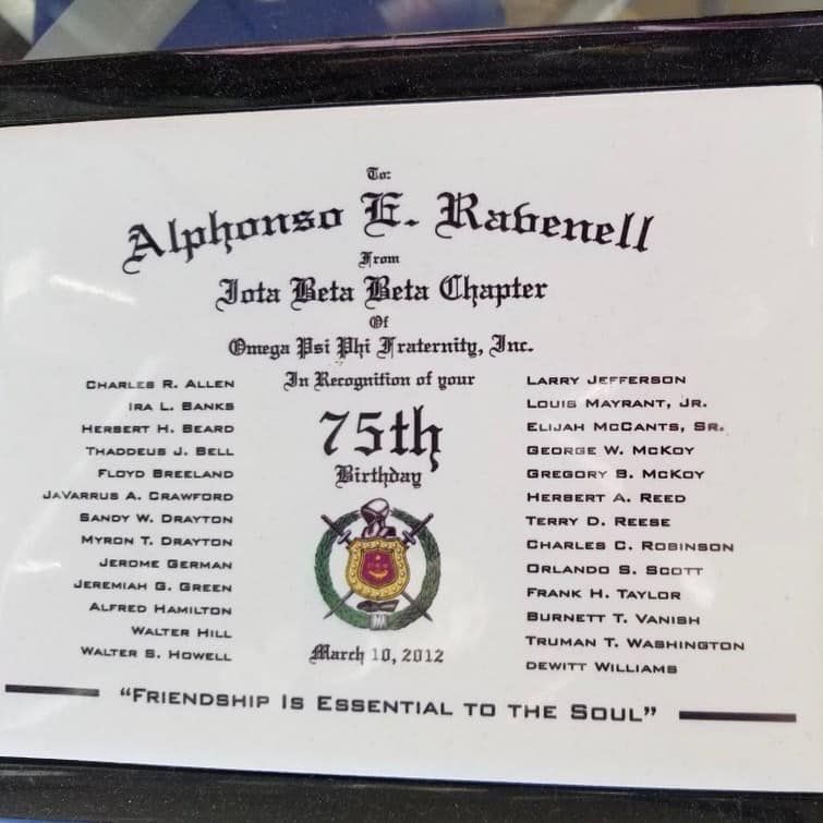 A 75th birthday plaque for alphonso e. rabinell