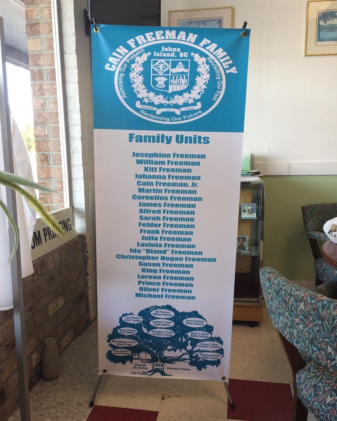 A banner for the cain freeman family family units