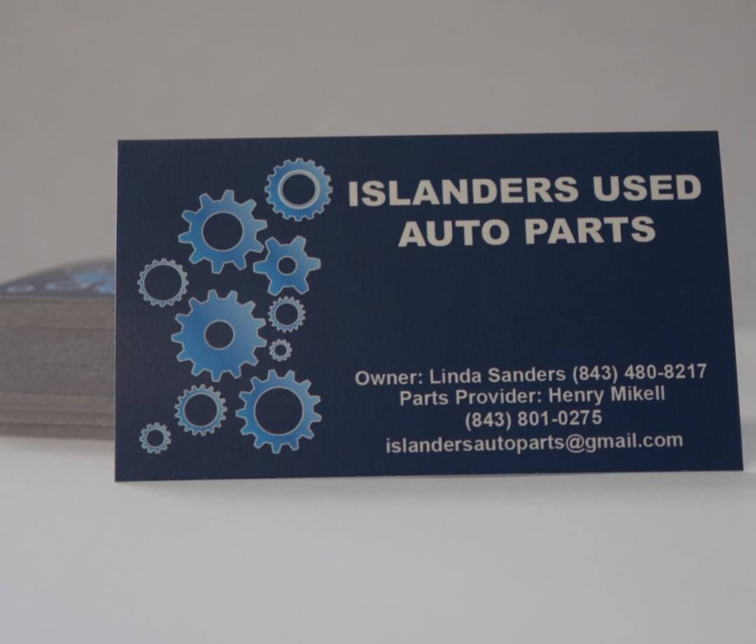 A business card for islanders used auto parts