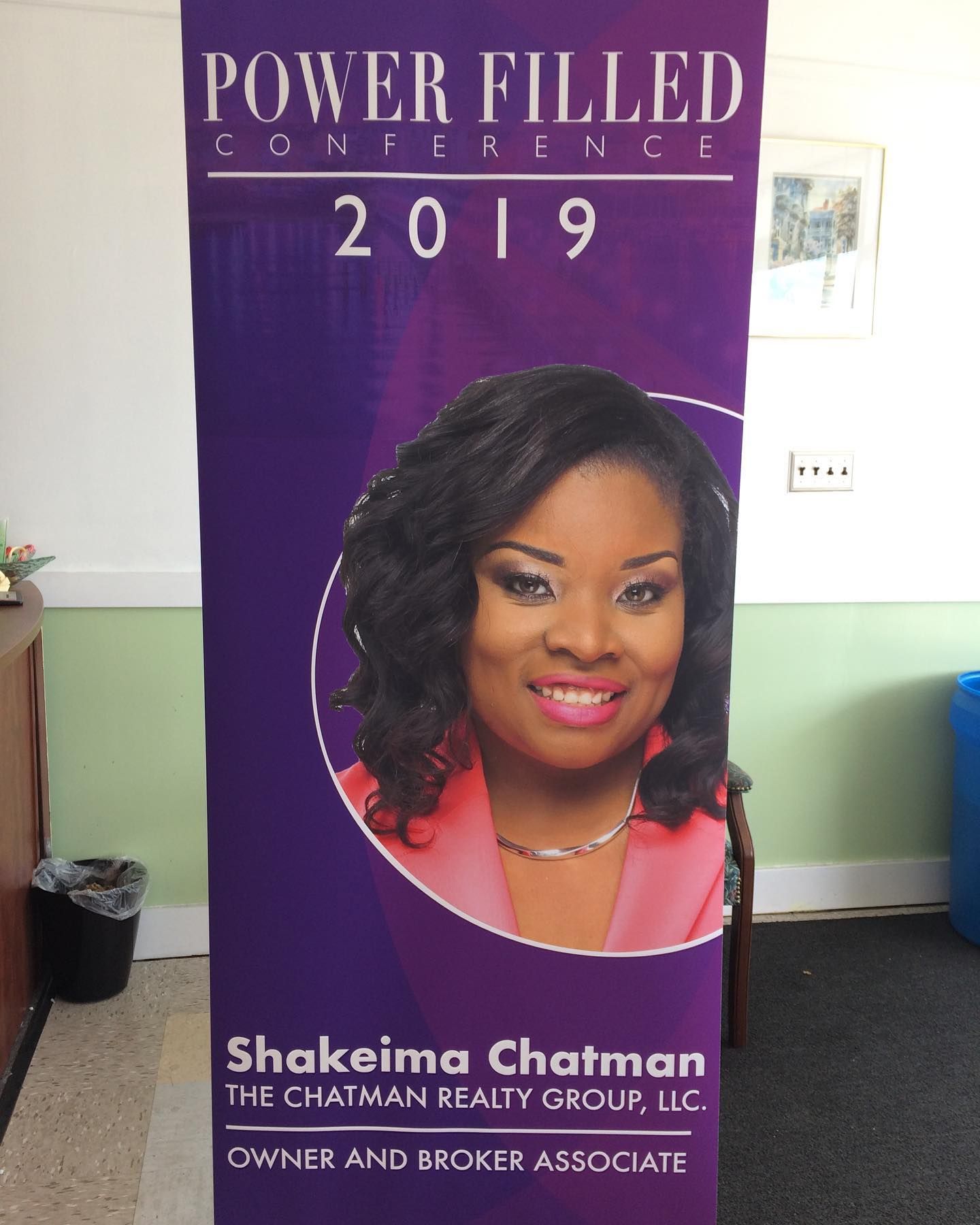 A banner for the power filled conference in 2019