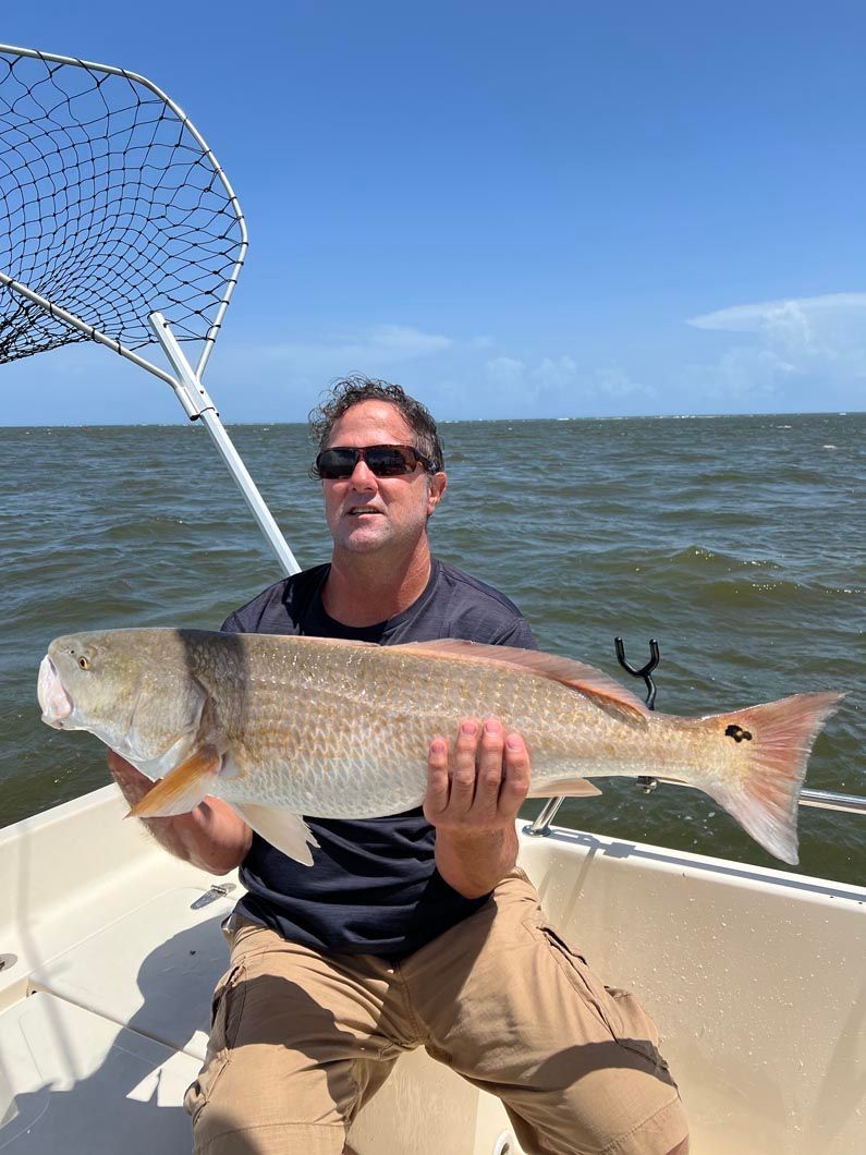 A man is sitting on a boat holding a large fish.