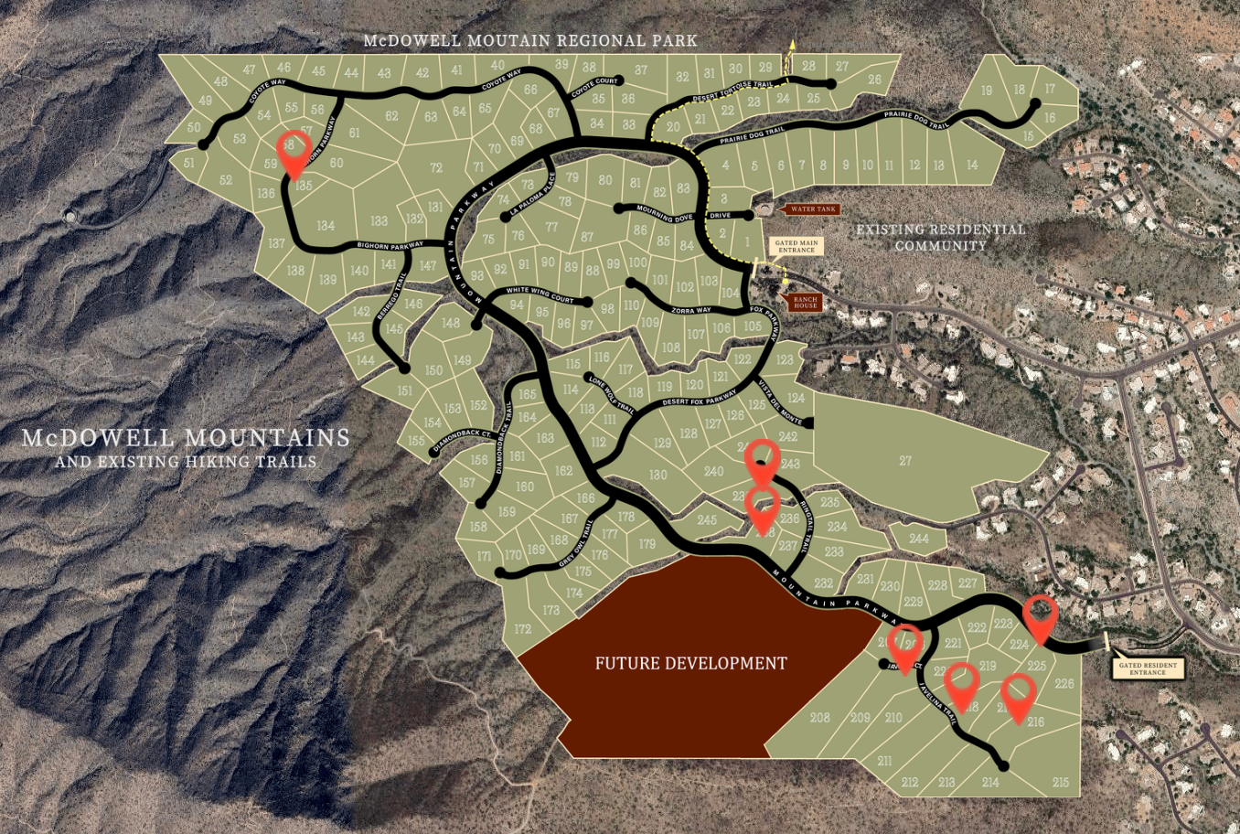Map of Sabino Canyon Recreation Area with roads, trails, and marked locations.