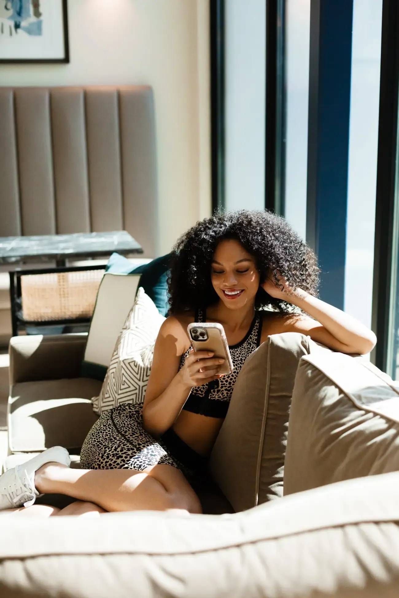 Resident Talking on Phone at Ilion Apartments Marietta, GA.