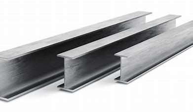 Three stainless steel beams are stacked on top of each other on a white background.