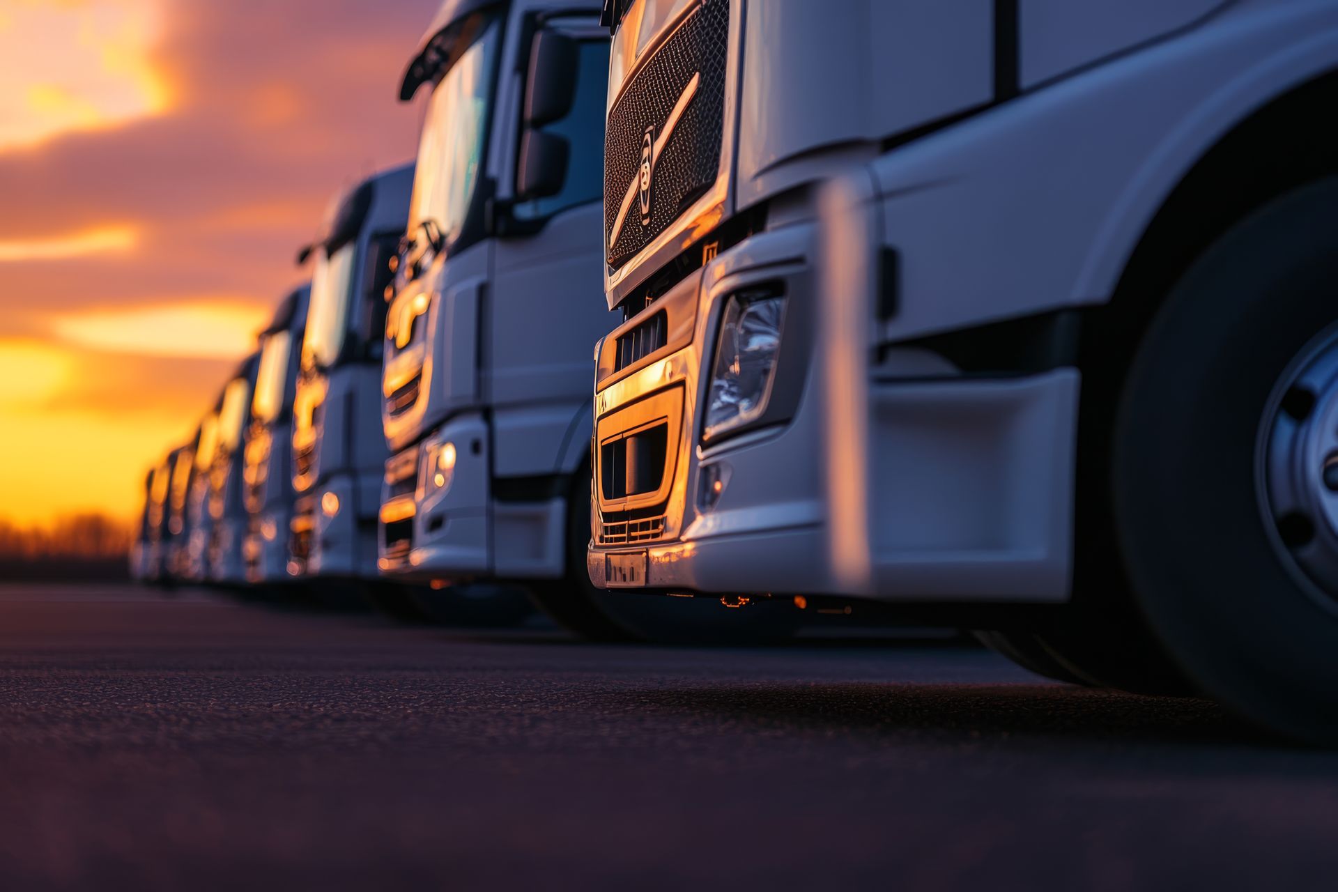 a fleet of heavy-duty trucks