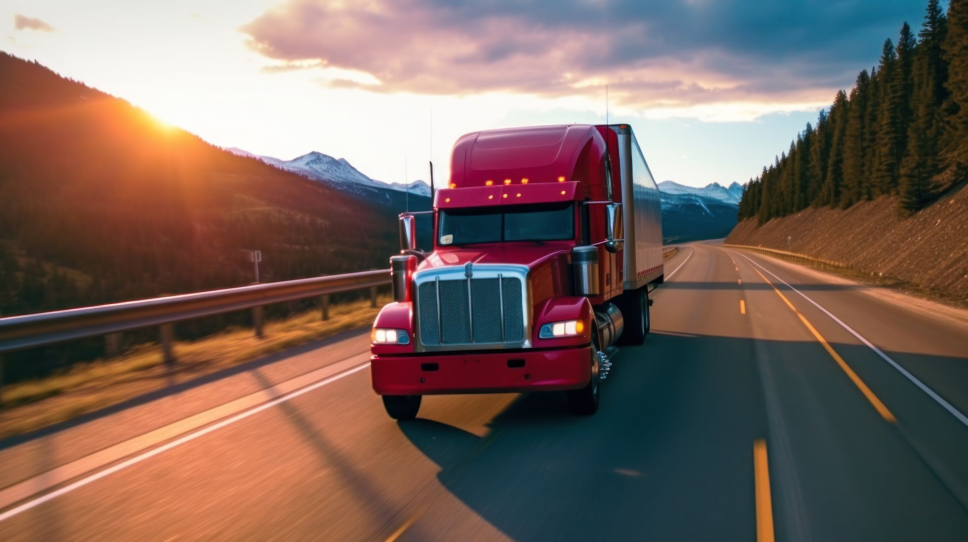 semi-truck driving on the road
