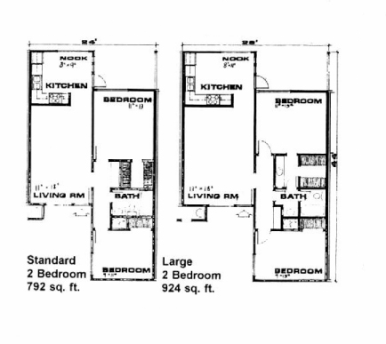 Parkwood Apartments Floor Plan 2 Bedroom Standard and Large