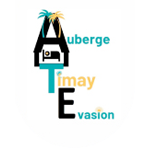 A logo for a hotel called auberge timayo evasion