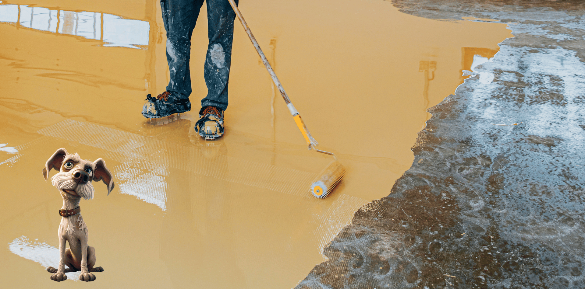 A man laying an epoxy floor