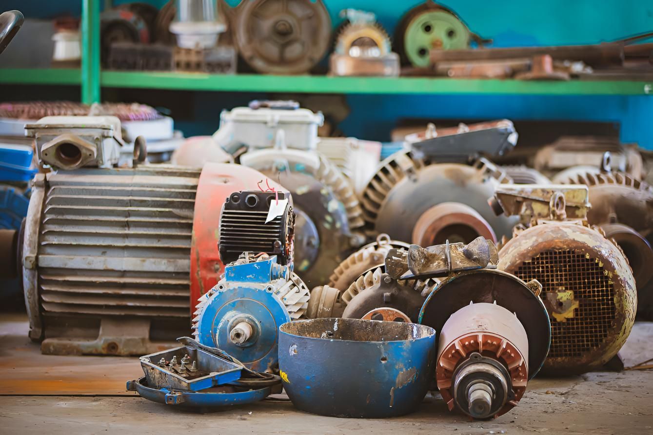 Pile of Old Electric Motors — Maryborough Recycling in Rainbow Beach, QLD