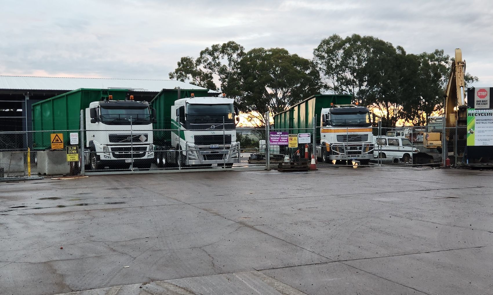 Recycling Trucks Parked — Maryborough Recycling in Maryborough, QLD