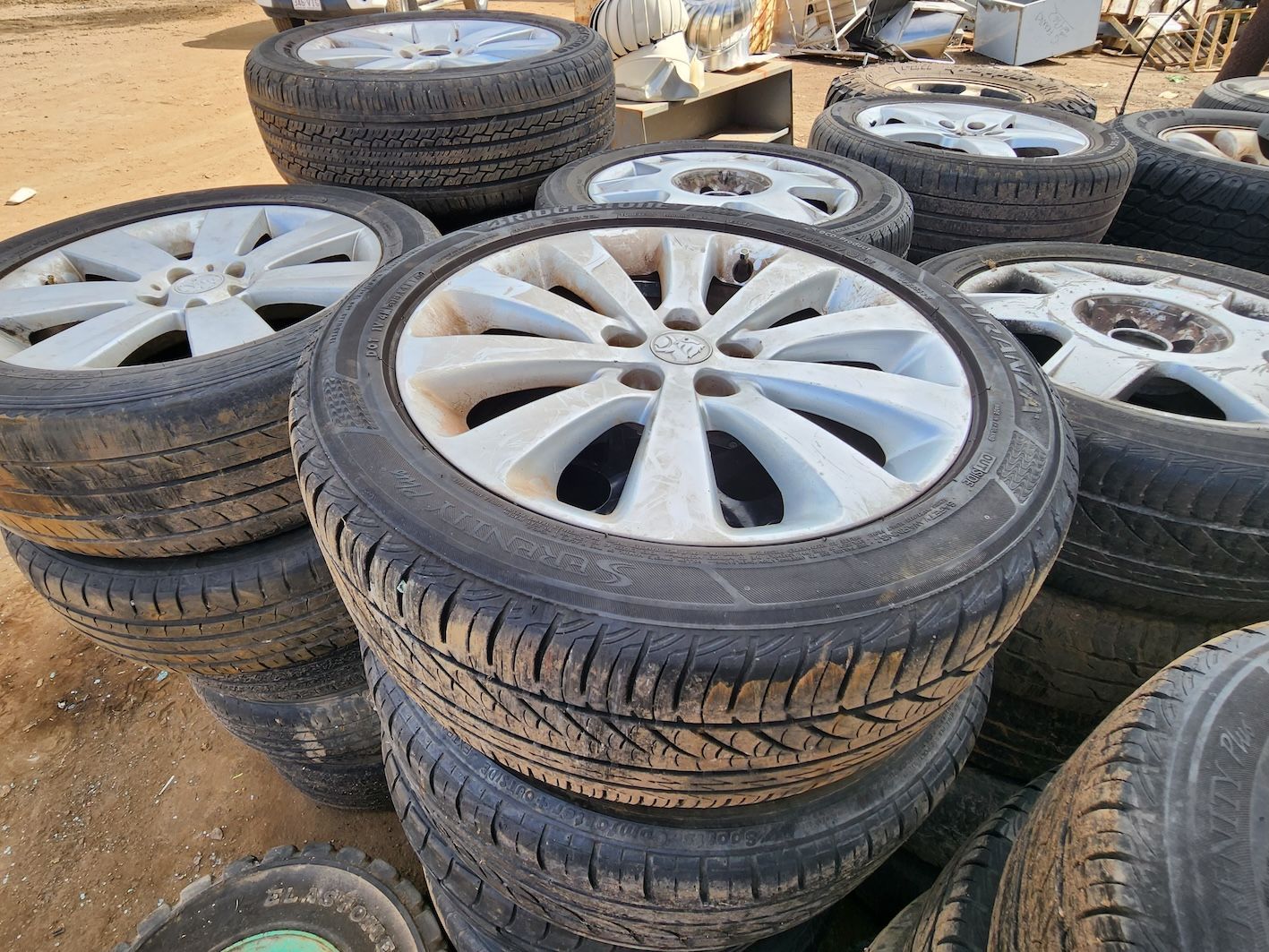 Old Car Tyres & Rims — Maryborough Recycling in Maryborough, QLD